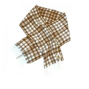 Timberland Cream and Brown Checkered Scarf